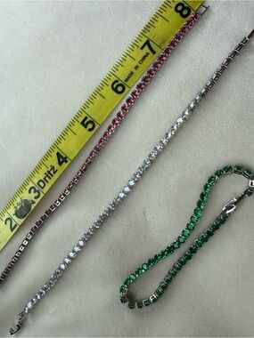 INC International Concepts Pink, Clear & Green Rhinestone Tennis Bracelet Trio